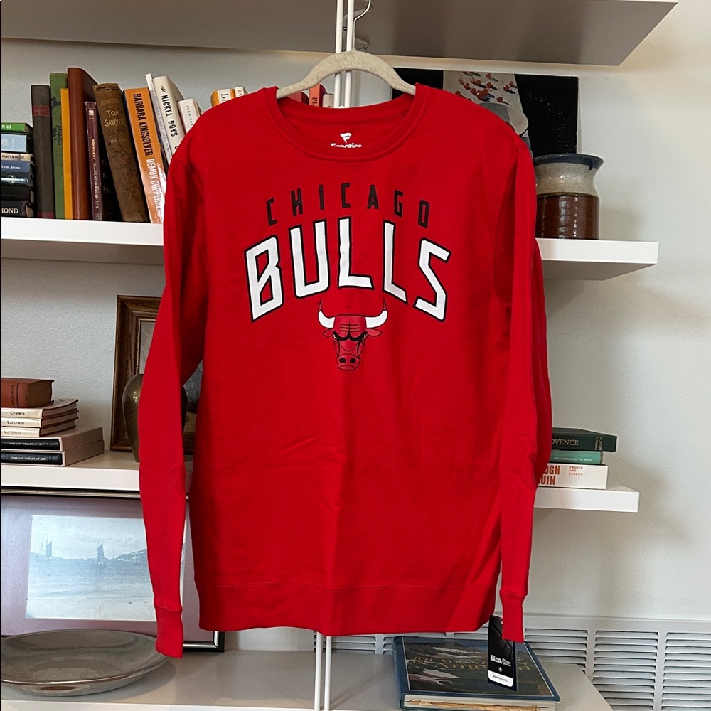 Chicago Bulls Fanatics Men’s Red Crew Neck Long Sleeve Sweatshirt Large New!